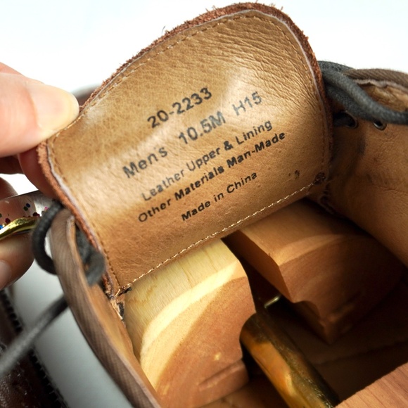 Johnston Murphy Men 10.5 Conard Mahogany Calf Skin Wingtip Oxford Shoes Cap Toe - Picture 14 of 16